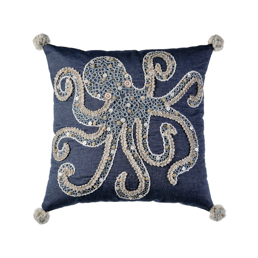 Cushion Cover 45x45 Octapus Blue Jean image