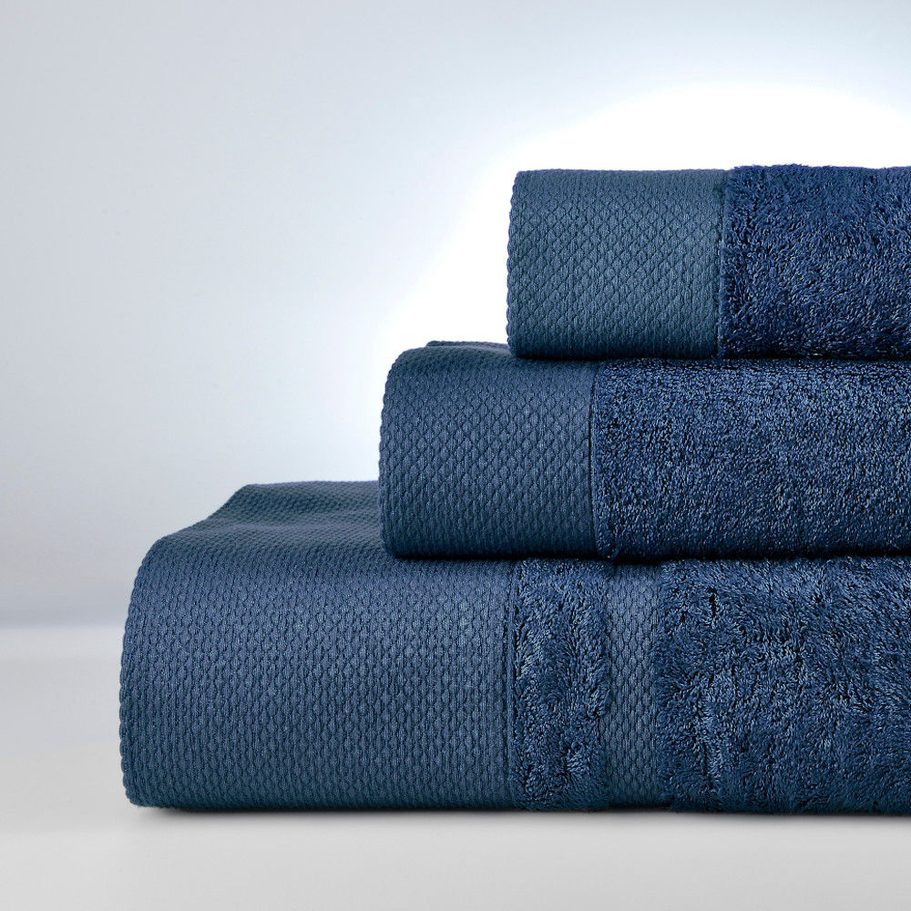 Towels Set New Rosa Navy Blue (3Pcs) image